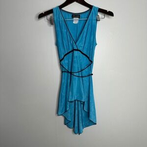 A-List by Wrapper High-Low Tunic Top Women Small Blue Y2K Fairycore EUC‎